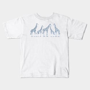Navy Blue Giraffes on White Kids T-Shirt